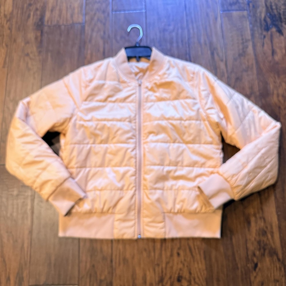 Lululemon Jacket Womens 12 Pink Reversible Bomber Quilted Full Zip Lightweight